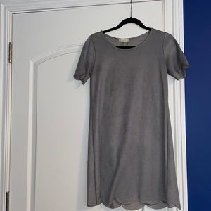 gray suede dress